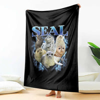 Baby Seals Throw Blanket Retro Sea Dog Bootleg Vintage Graphic 90s