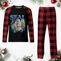 Baby Seals Plaid Pajama Set Retro Sea Dog Bootleg Vintage Graphic 90s