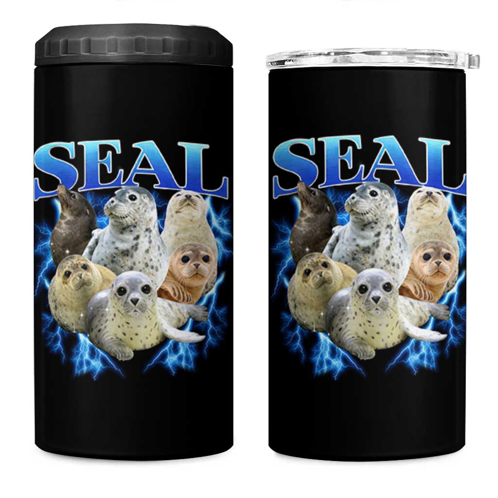 Baby Seals 4 in 1 Can Cooler Tumbler Retro Sea Dog Bootleg Vintage Graphic 90s