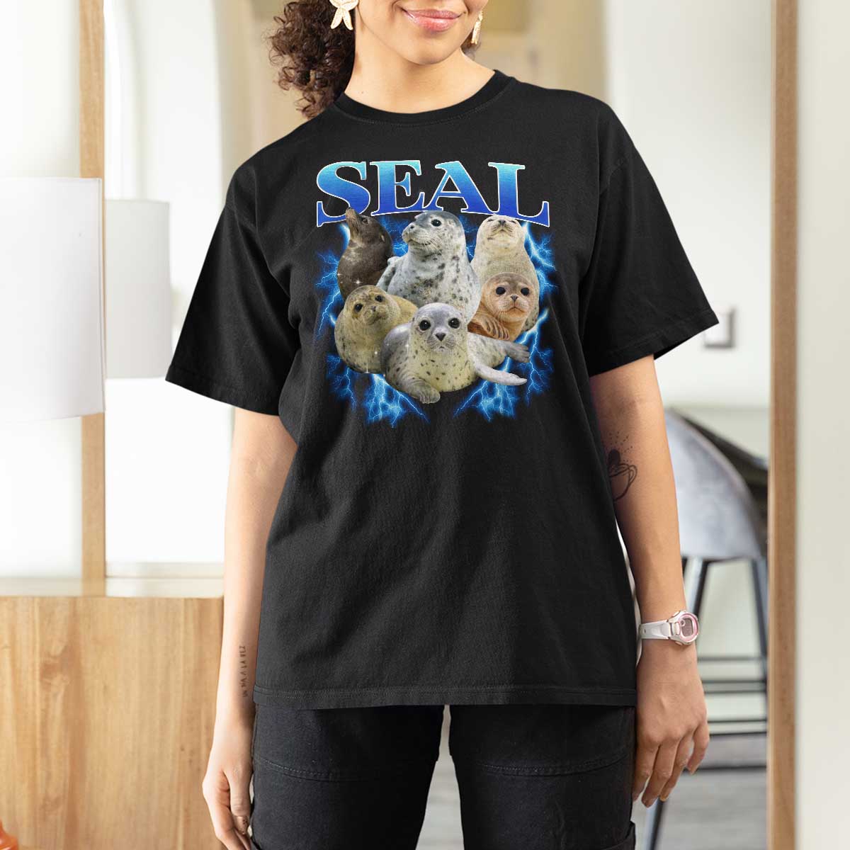 Baby Seals T Shirt For Women Retro Sea Dog Bootleg Vintage Graphic 90s