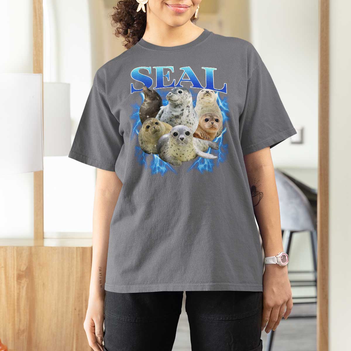 Baby Seals T Shirt For Women Retro Sea Dog Bootleg Vintage Graphic 90s