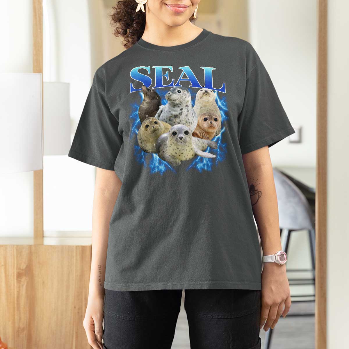 Baby Seals T Shirt For Women Retro Sea Dog Bootleg Vintage Graphic 90s