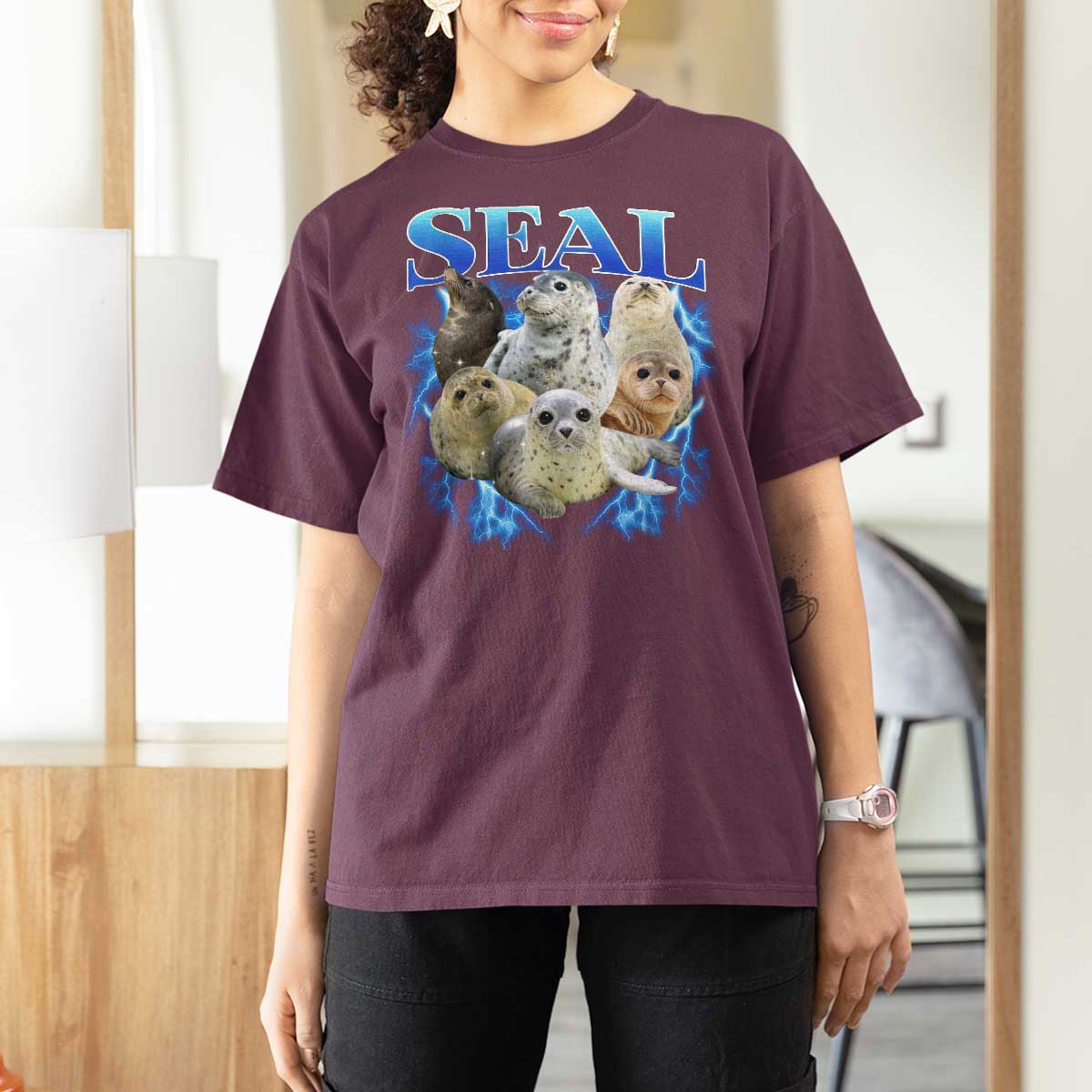 Baby Seals T Shirt For Women Retro Sea Dog Bootleg Vintage Graphic 90s