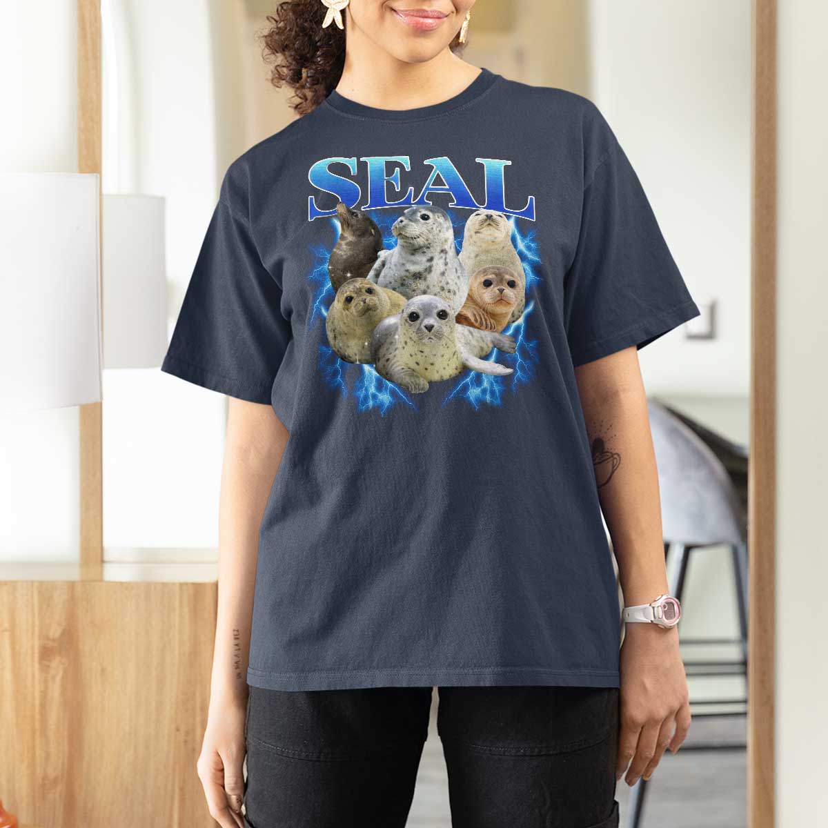 Baby Seals T Shirt For Women Retro Sea Dog Bootleg Vintage Graphic 90s