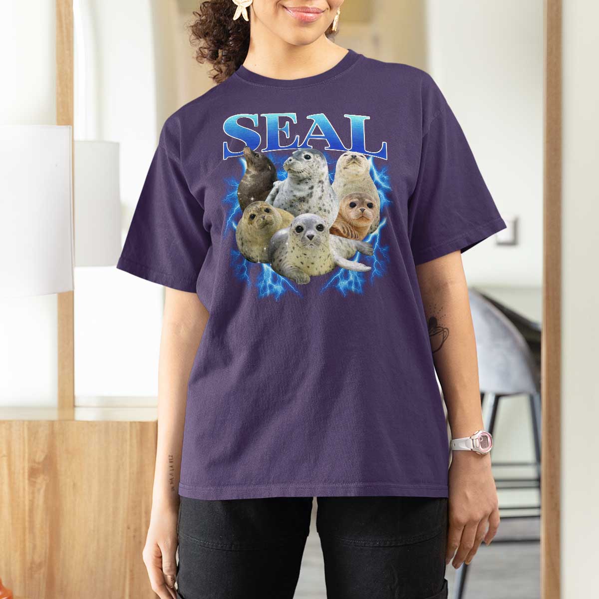 Baby Seals T Shirt For Women Retro Sea Dog Bootleg Vintage Graphic 90s