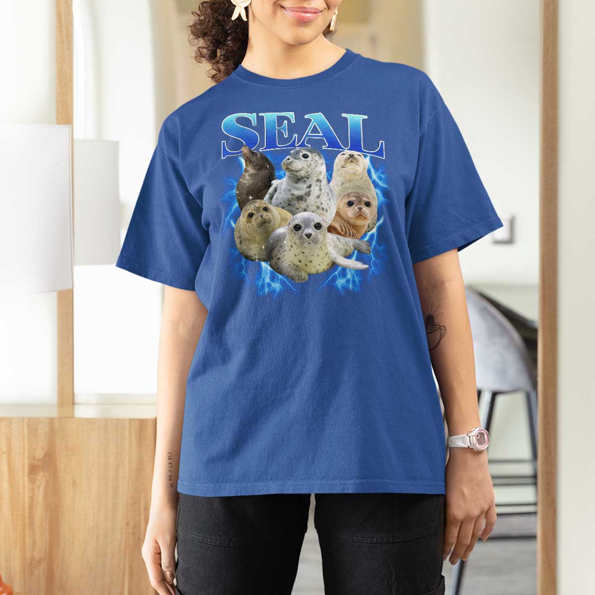 Baby Seals T Shirt For Women Retro Sea Dog Bootleg Vintage Graphic 90s