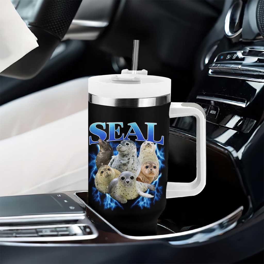 Baby Seals Tumbler With Handle Retro Sea Dog Bootleg Vintage Graphic 90s