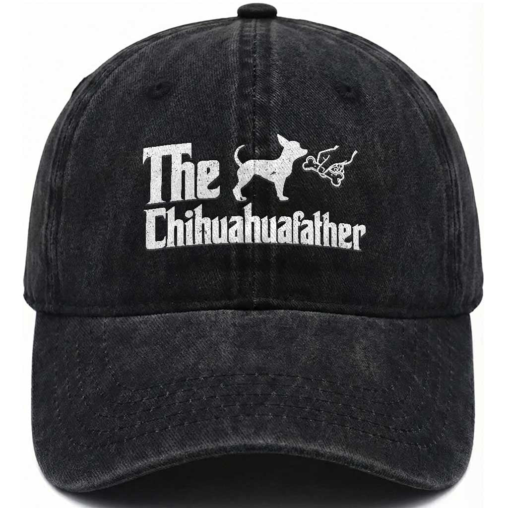 Chihuahua Dad Washed Cotton Baseball Cap Fathers Day Gifts For Dog Lovers