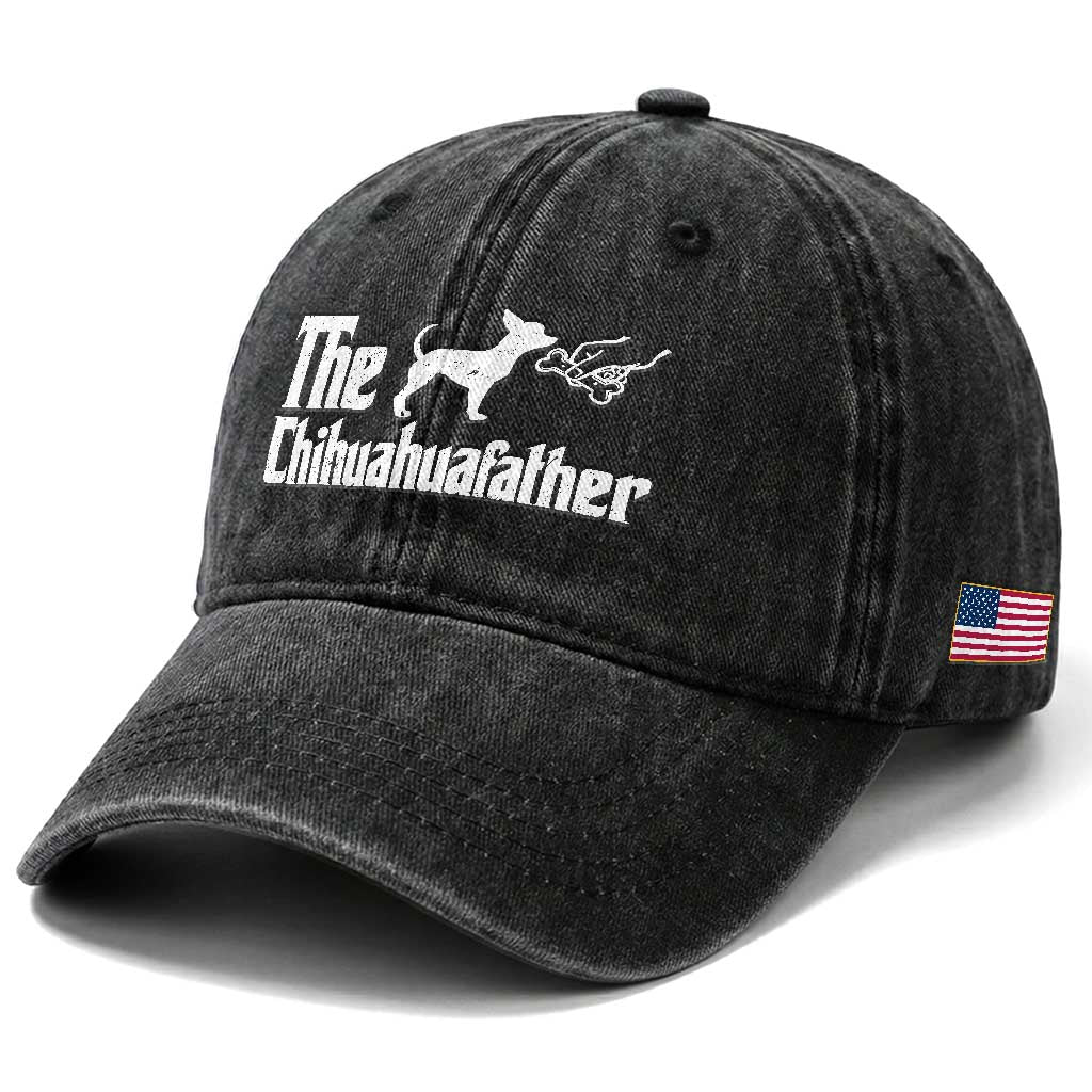 Chihuahua Dad Washed Cotton Baseball Cap Fathers Day Gifts For Dog Lovers
