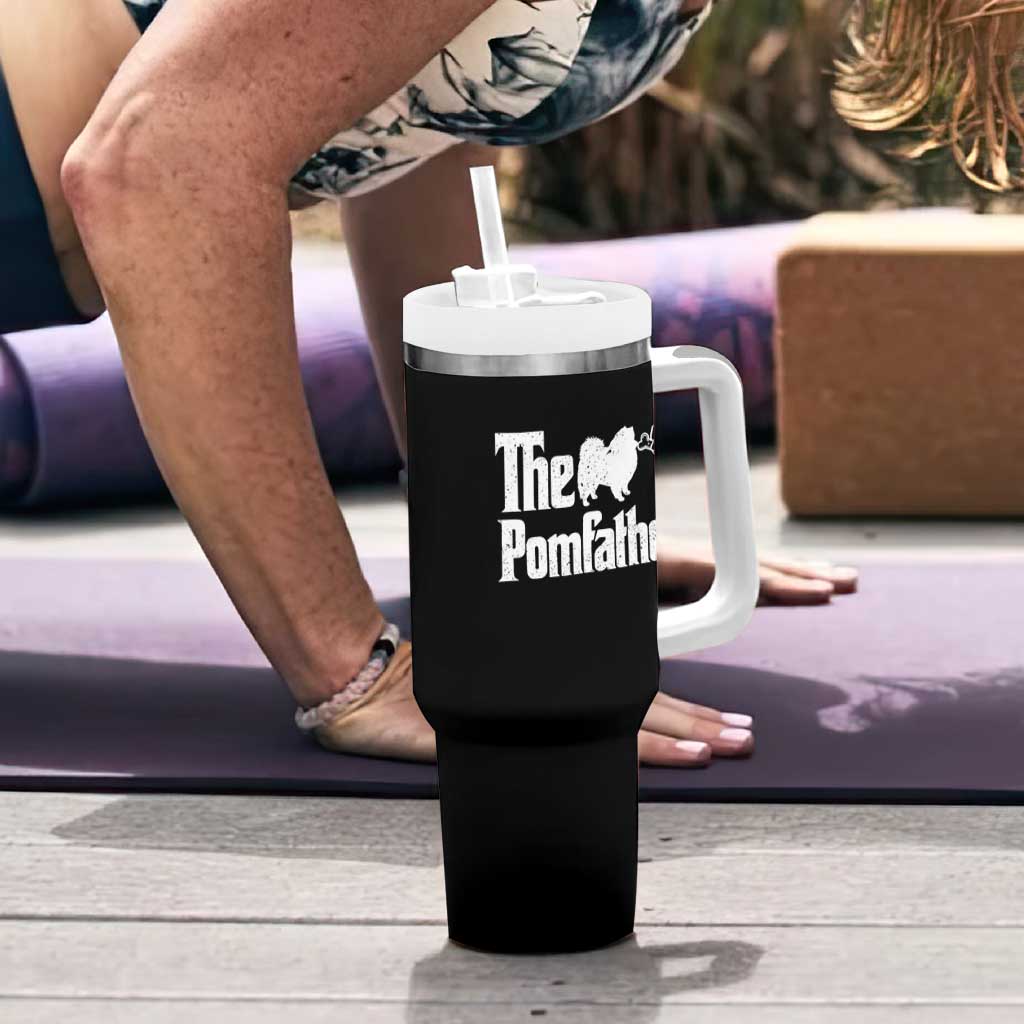 Pomeranian Dad Tumbler With Handle The Pom Father Fathers Day Gifts For Dog Lovers