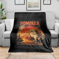 Pomzilla Dog Japanese Art Throw Blanket Retro Vintage Dog Lover Pomeranian Pom Monster Kaiju