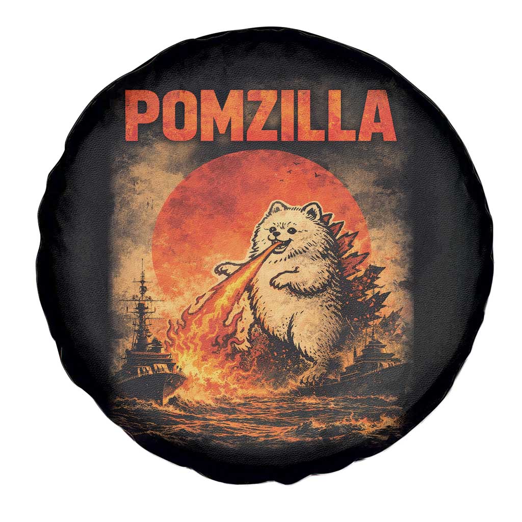 Pomzilla Dog Japanese Art Spare Tire Cover Retro Vintage Dog Lover Pomeranian Pom Monster Kaiju