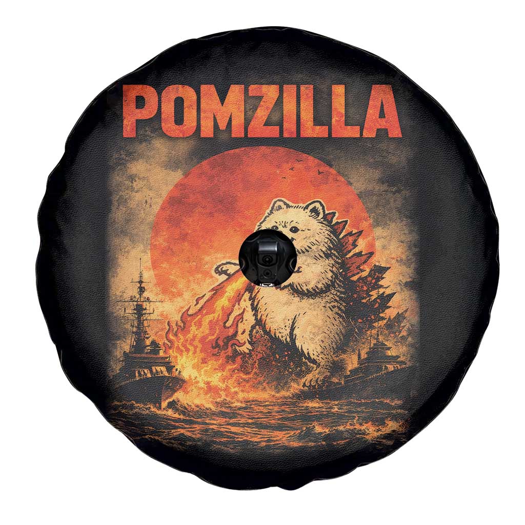 Pomzilla Dog Japanese Art Spare Tire Cover Retro Vintage Dog Lover Pomeranian Pom Monster Kaiju
