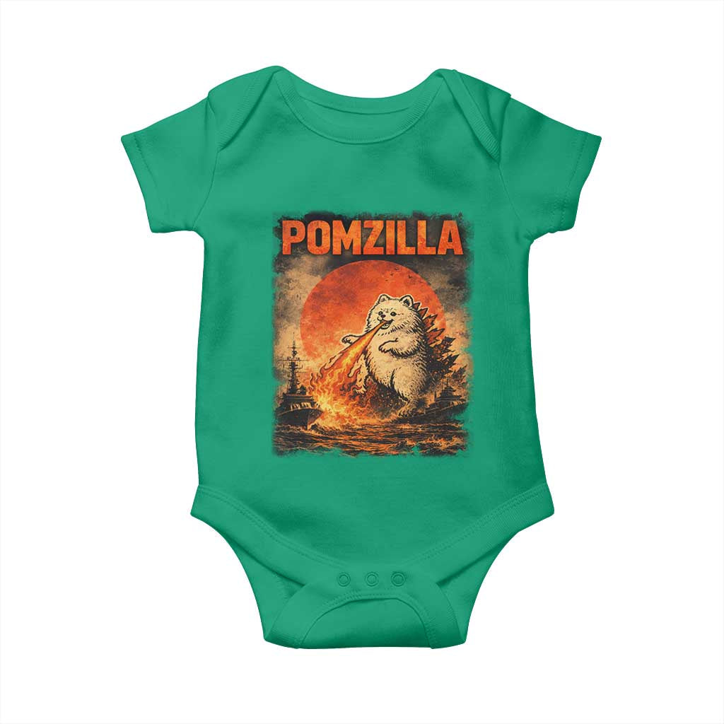 Pomzilla Dog Japanese Art Baby Onesie Retro Vintage Dog Lover Pomeranian Pom Monster Kaiju