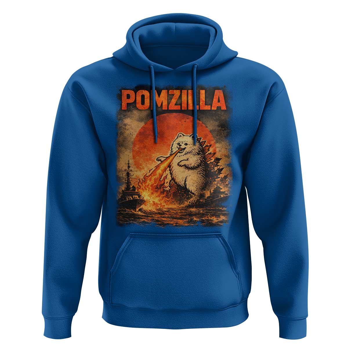 Pomzilla Dog Japanese Art Hoodie Retro Vintage Dog Lover Pomeranian Pom Monster Kaiju