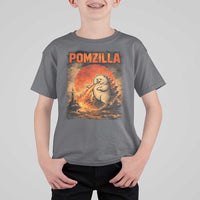 Pomzilla Dog Japanese Art T Shirt For Kid Retro Vintage Dog Lover Pomeranian Pom Monster Kaiju