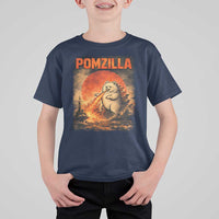 Pomzilla Dog Japanese Art T Shirt For Kid Retro Vintage Dog Lover Pomeranian Pom Monster Kaiju