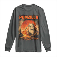 Pomzilla Dog Japanese Art Long Sleeve Shirt Retro Vintage Dog Lover Pomeranian Pom Monster Kaiju