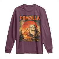 Pomzilla Dog Japanese Art Long Sleeve Shirt Retro Vintage Dog Lover Pomeranian Pom Monster Kaiju