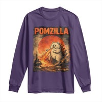 Pomzilla Dog Japanese Art Long Sleeve Shirt Retro Vintage Dog Lover Pomeranian Pom Monster Kaiju