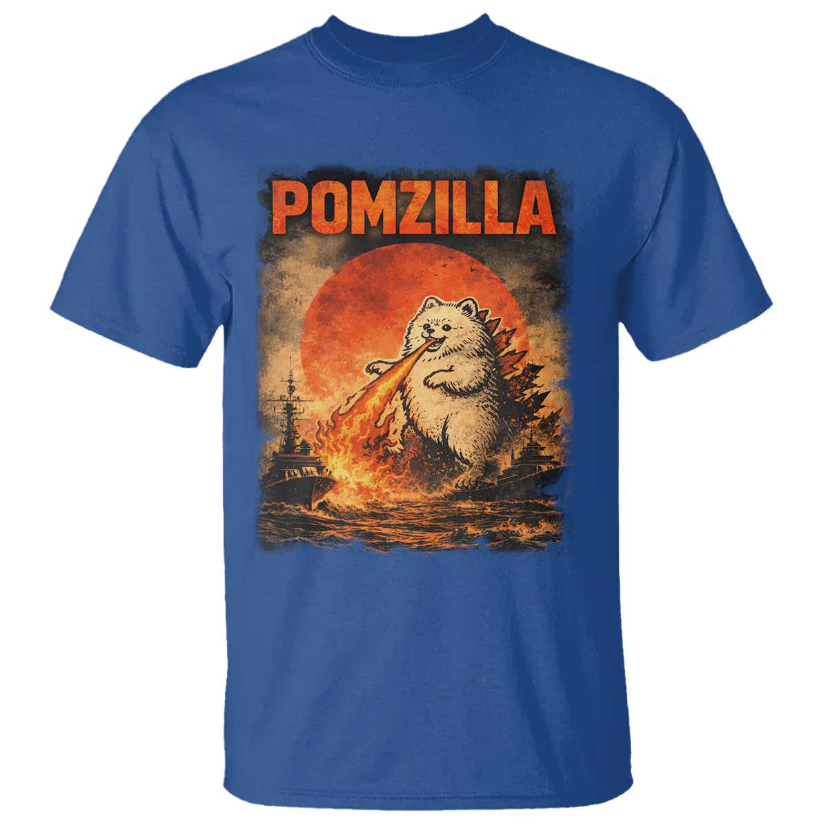 Pomzilla Dog Japanese Art T Shirt Retro Vintage Dog Lover Pomeranian Pom Monster Kaiju