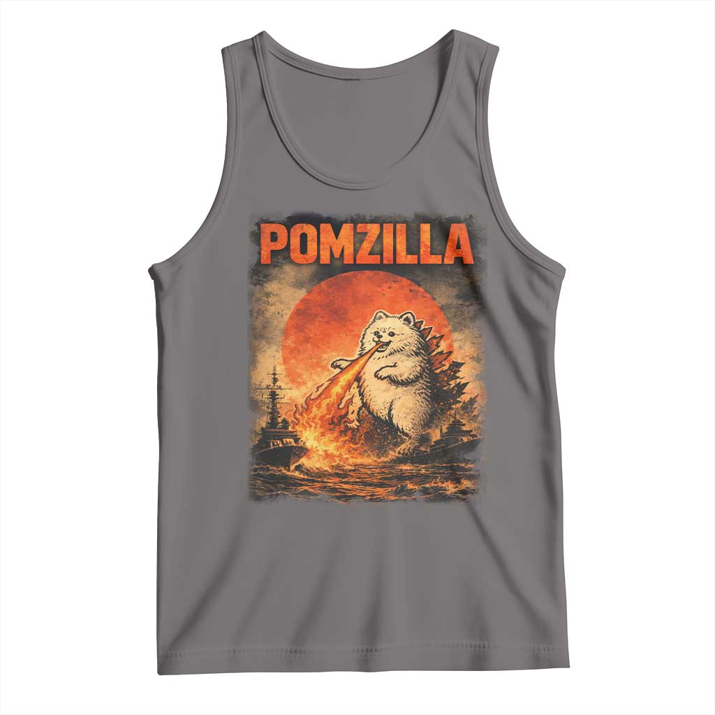Pomzilla Dog Japanese Art Tank Top Retro Vintage Dog Lover Pomeranian Pom Monster Kaiju