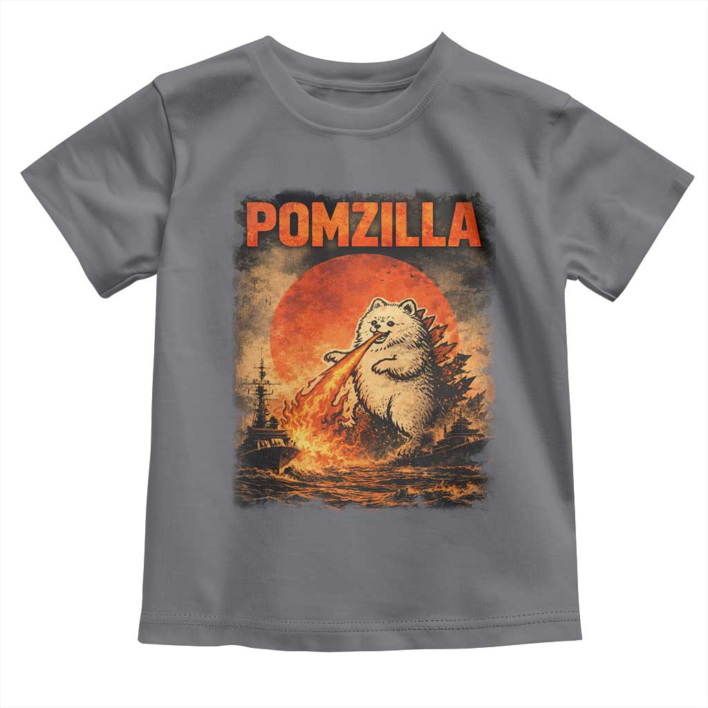 Pomzilla Dog Japanese Art Toddler T Shirt Retro Vintage Dog Lover Pomeranian Pom Monster Kaiju