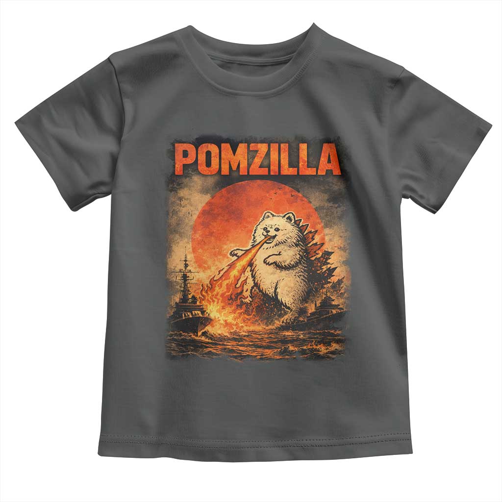Pomzilla Dog Japanese Art Toddler T Shirt Retro Vintage Dog Lover Pomeranian Pom Monster Kaiju