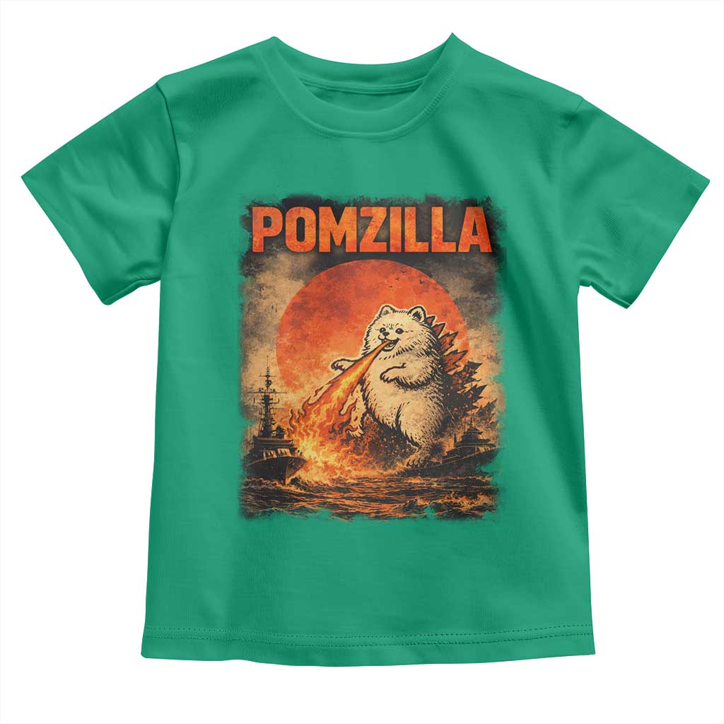 Pomzilla Dog Japanese Art Toddler T Shirt Retro Vintage Dog Lover Pomeranian Pom Monster Kaiju