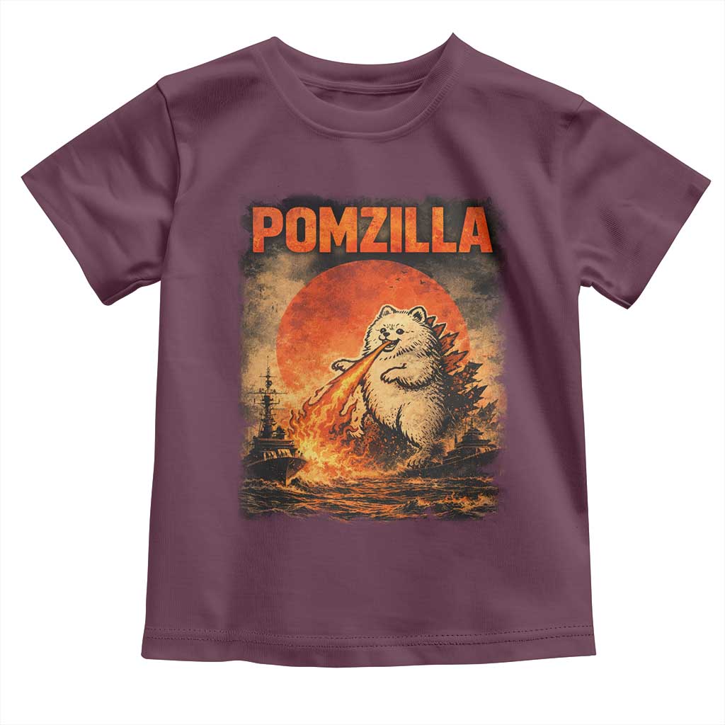 Pomzilla Dog Japanese Art Toddler T Shirt Retro Vintage Dog Lover Pomeranian Pom Monster Kaiju