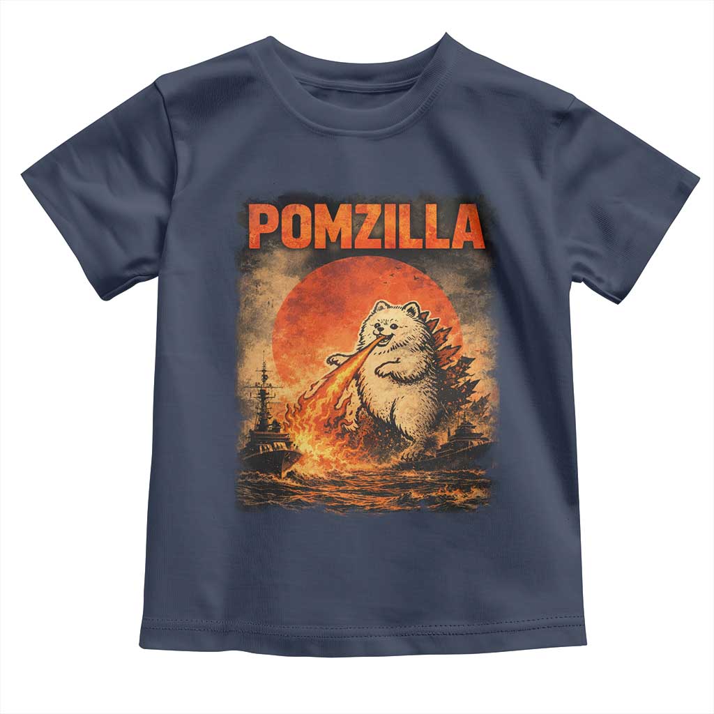 Pomzilla Dog Japanese Art Toddler T Shirt Retro Vintage Dog Lover Pomeranian Pom Monster Kaiju