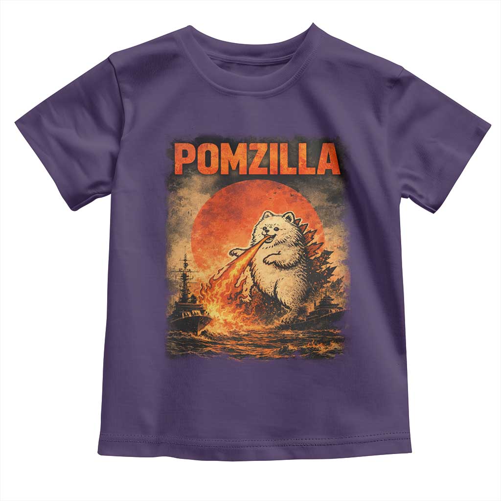 Pomzilla Dog Japanese Art Toddler T Shirt Retro Vintage Dog Lover Pomeranian Pom Monster Kaiju
