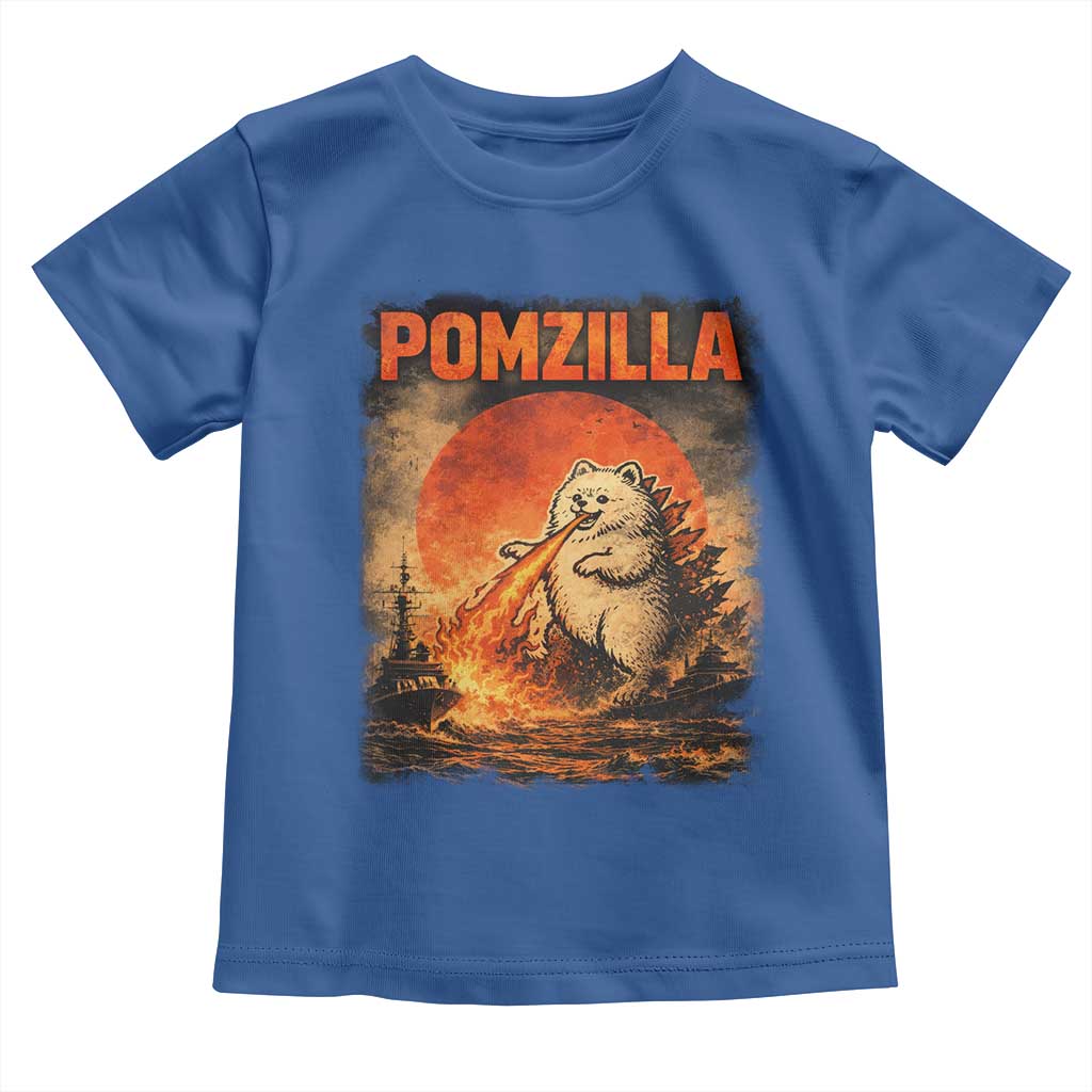 Pomzilla Dog Japanese Art Toddler T Shirt Retro Vintage Dog Lover Pomeranian Pom Monster Kaiju