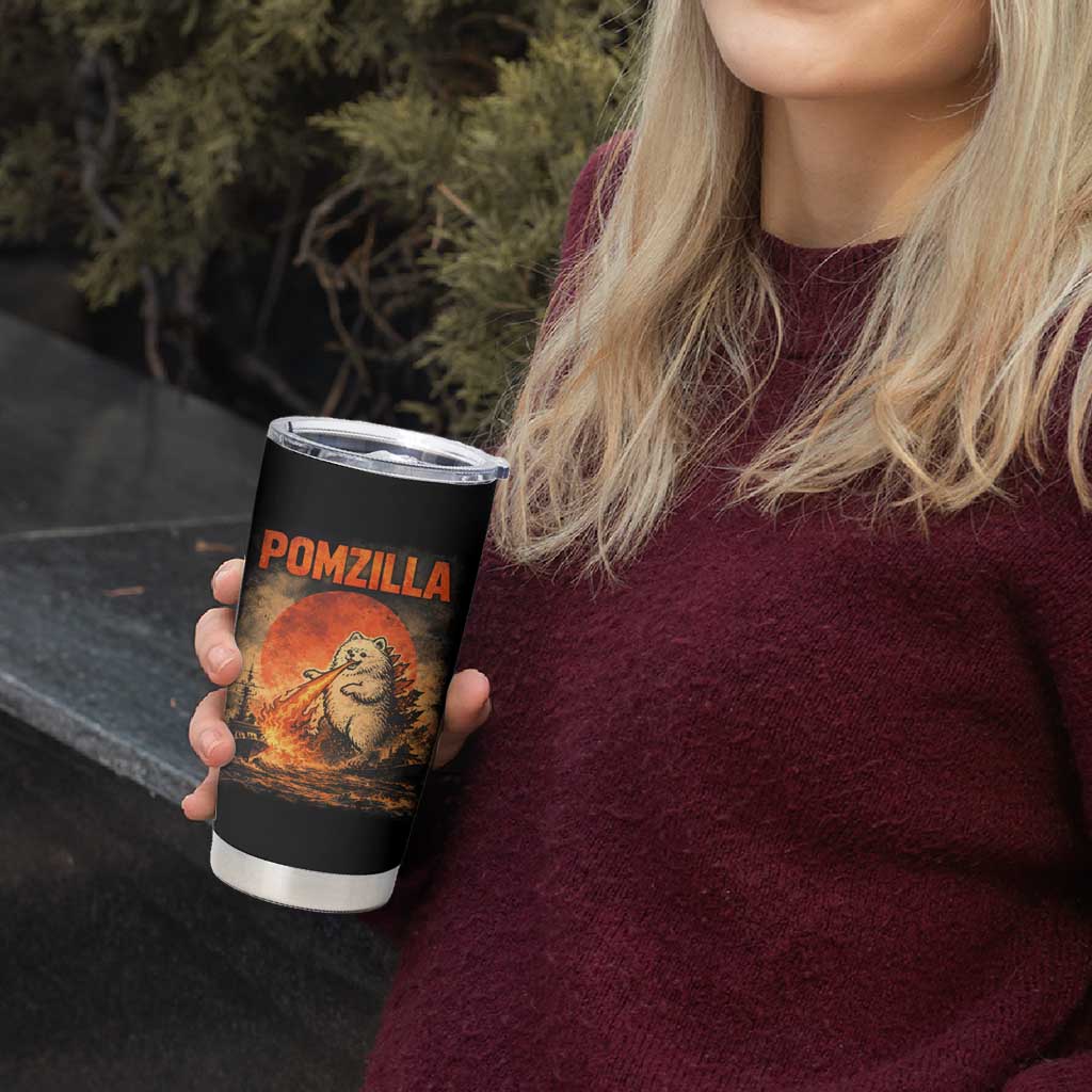 Pomzilla Dog Japanese Art Tumbler Cup Retro Vintage Dog Lover Pomeranian Pom Monster Kaiju
