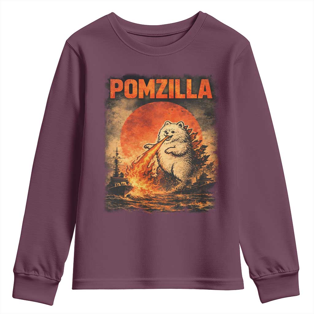 Pomzilla Dog Japanese Art Youth Sweatshirt Retro Vintage Dog Lover Pomeranian Pom Monster Kaiju