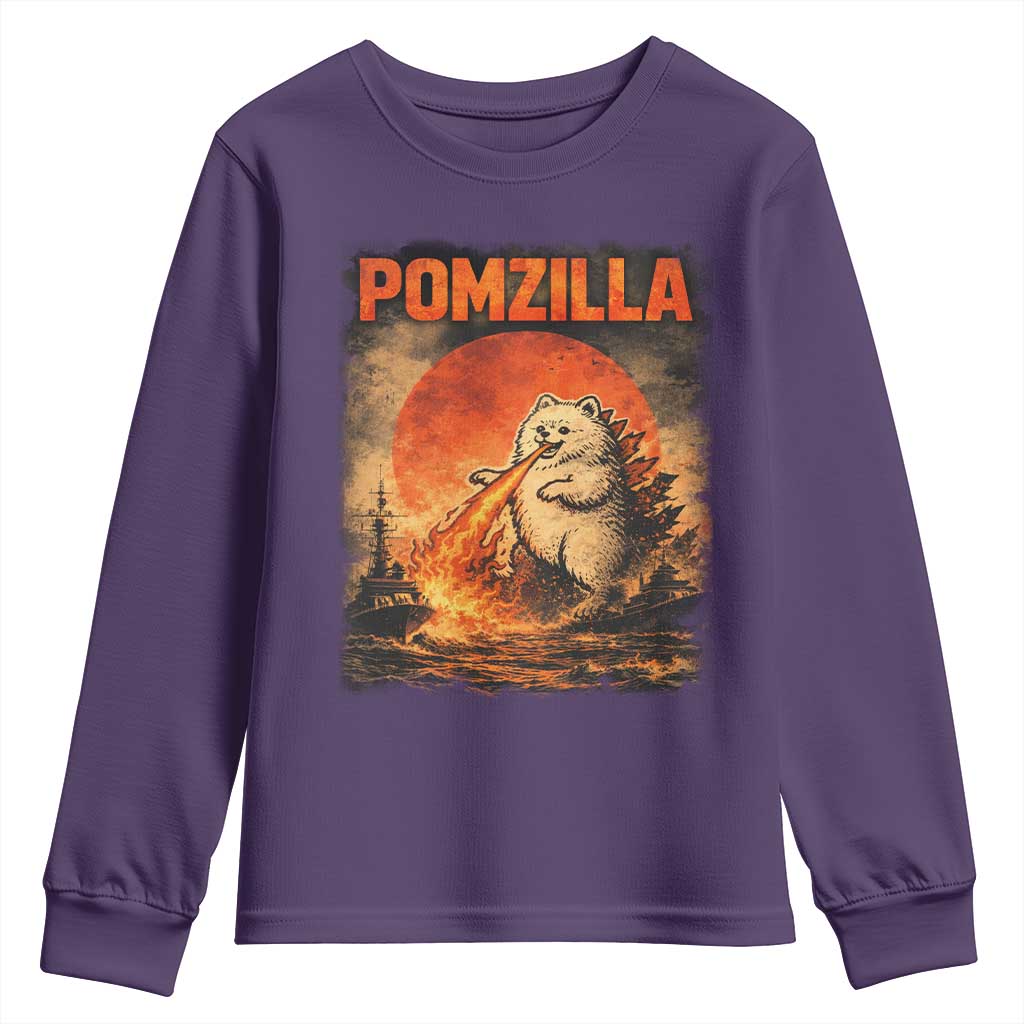 Pomzilla Dog Japanese Art Youth Sweatshirt Retro Vintage Dog Lover Pomeranian Pom Monster Kaiju
