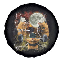 Hamster Deadlift Spare Tire Cover Funny Cute Rat Fitness Gym Weightlifting Meme