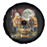 Hamster Deadlift Spare Tire Cover Funny Cute Rat Fitness Gym Weightlifting Meme