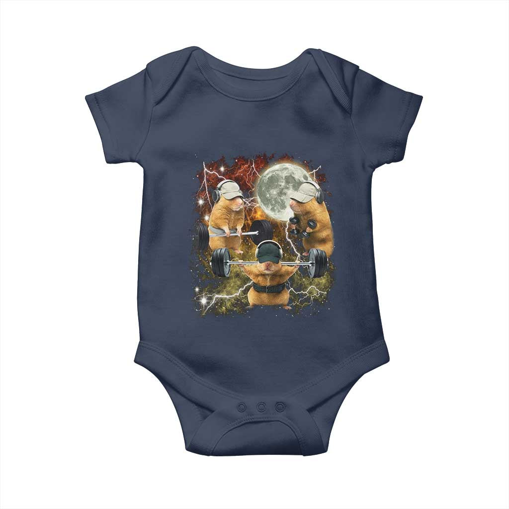 Hamster Deadlift Baby Onesie Funny Cute Rat Fitness Gym Weightlifting Meme