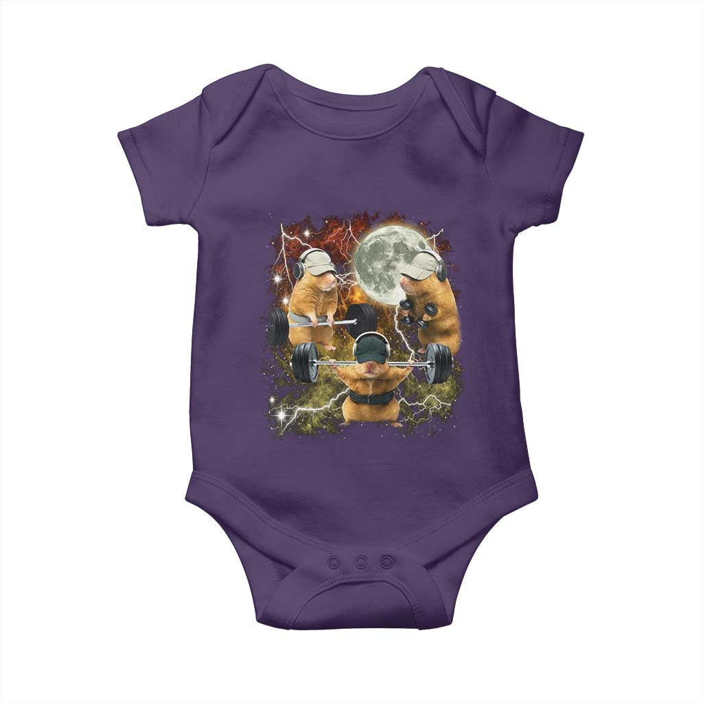 Hamster Deadlift Baby Onesie Funny Cute Rat Fitness Gym Weightlifting Meme