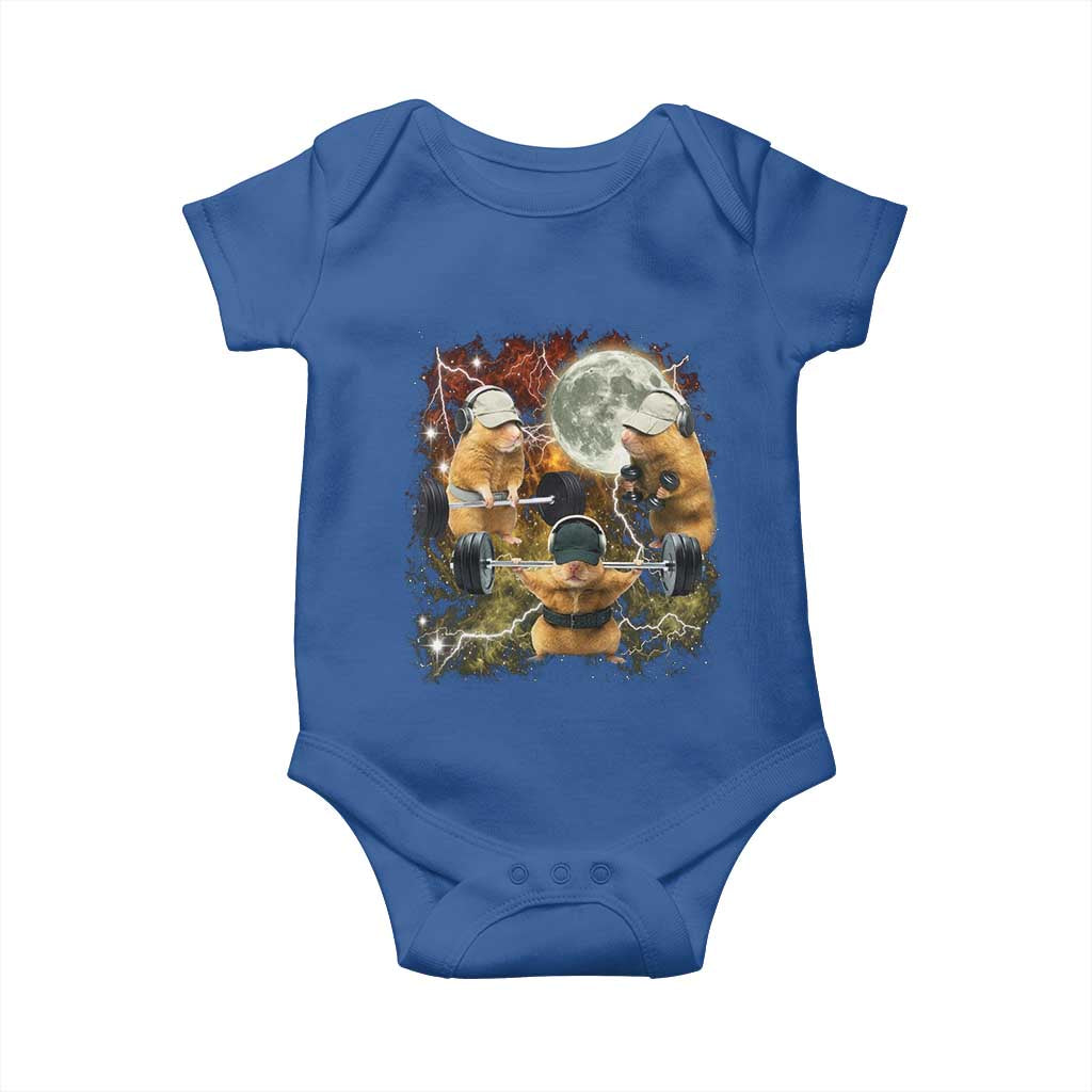 Hamster Deadlift Baby Onesie Funny Cute Rat Fitness Gym Weightlifting Meme