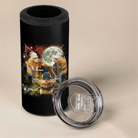 Hamster Deadlift 4 in 1 Can Cooler Tumbler Funny Cute Rat Fitness Gym Weightlifting Meme