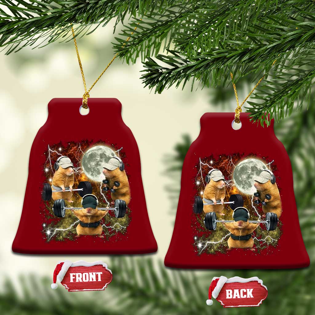 Hamster Deadlift Ceramic Ornament Funny Cute Rat Fitness Gym Weightlifting Meme