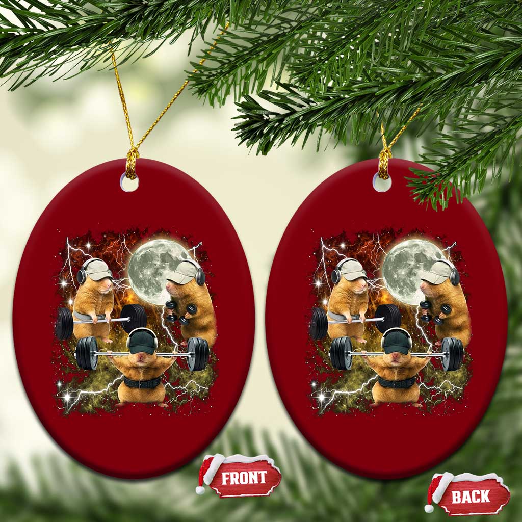 Hamster Deadlift Ceramic Ornament Funny Cute Rat Fitness Gym Weightlifting Meme