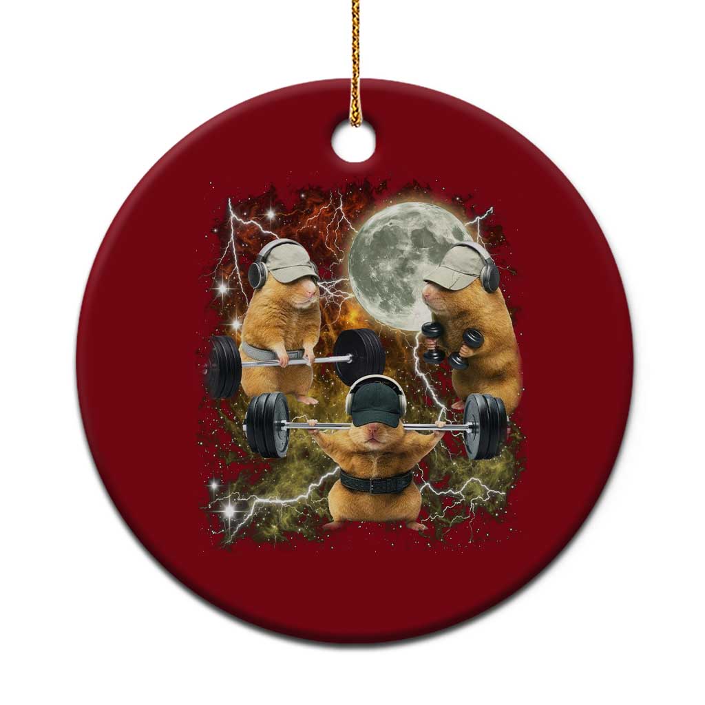 Hamster Deadlift Ceramic Ornament Funny Cute Rat Fitness Gym Weightlifting Meme