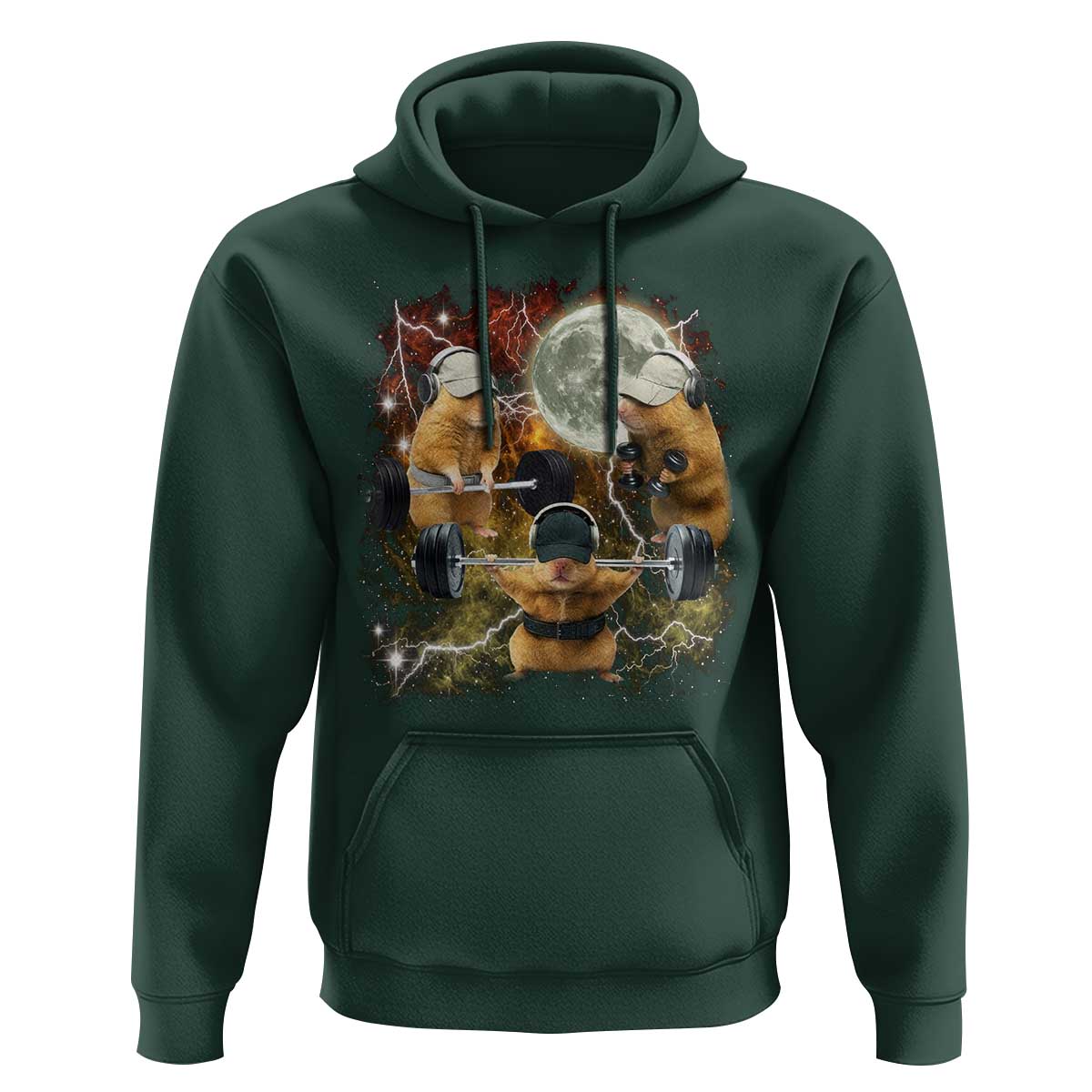 Hamster Deadlift Hoodie Funny Cute Rat Fitness Gym Weightlifting Meme