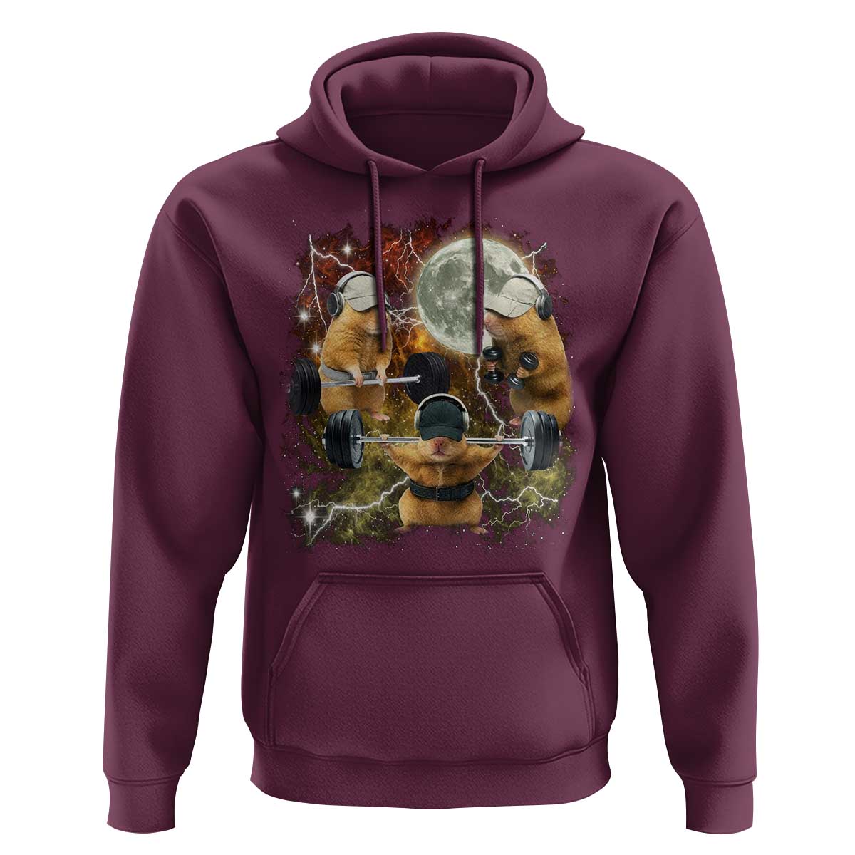 Hamster Deadlift Hoodie Funny Cute Rat Fitness Gym Weightlifting Meme