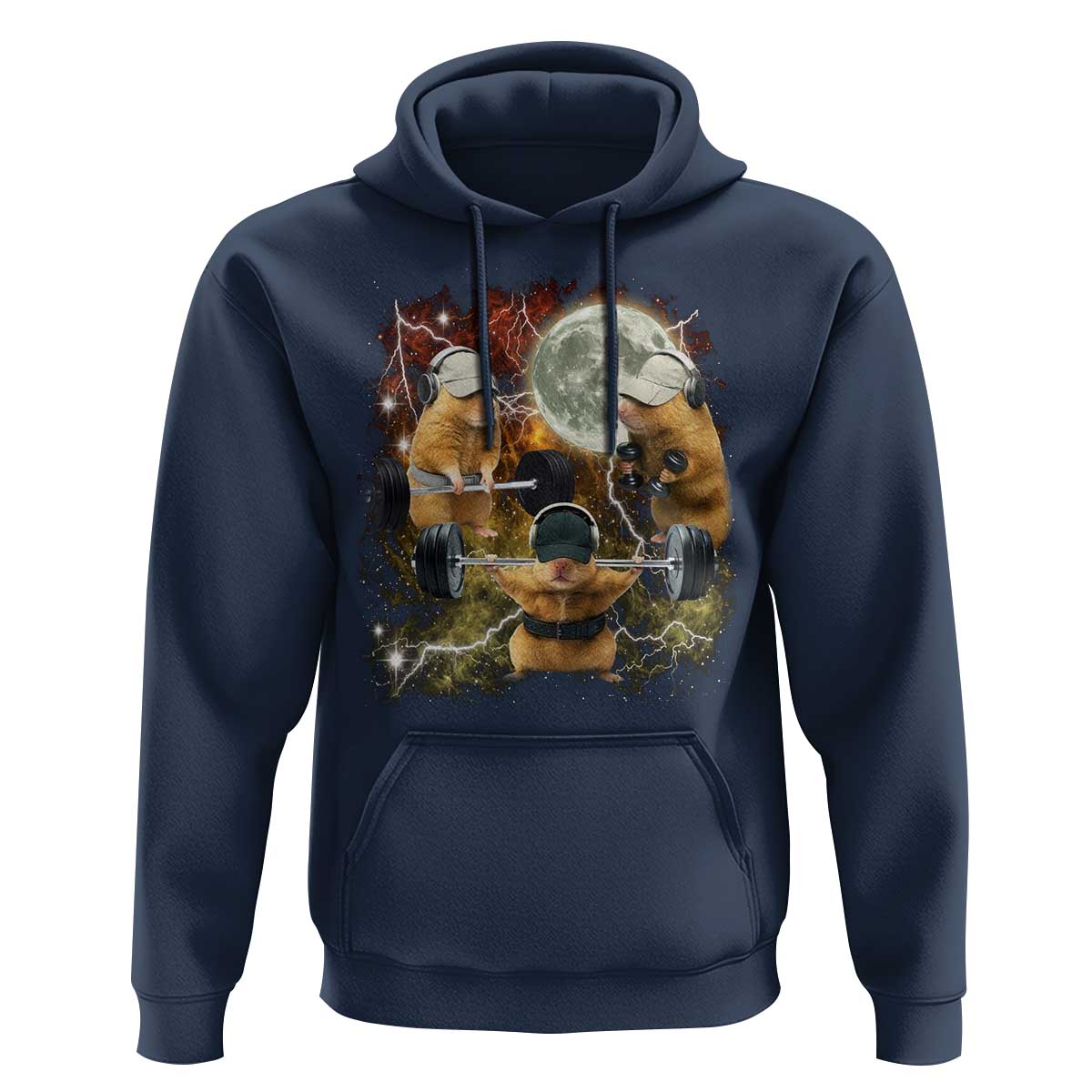 Hamster Deadlift Hoodie Funny Cute Rat Fitness Gym Weightlifting Meme