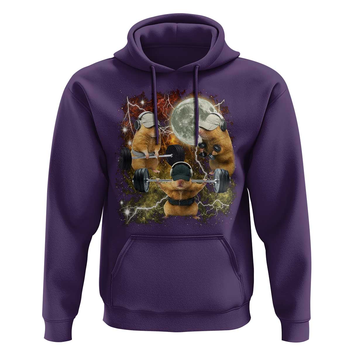 Hamster Deadlift Hoodie Funny Cute Rat Fitness Gym Weightlifting Meme