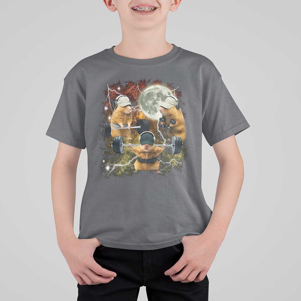 Hamster Deadlift T Shirt For Kid Funny Cute Rat Fitness Gym Weightlifting Meme
